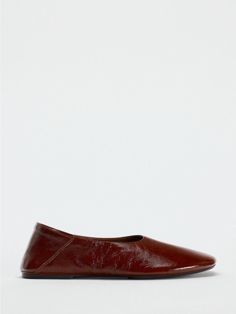Zara Women's Dark Brown Pointed Leather Ballet Flat